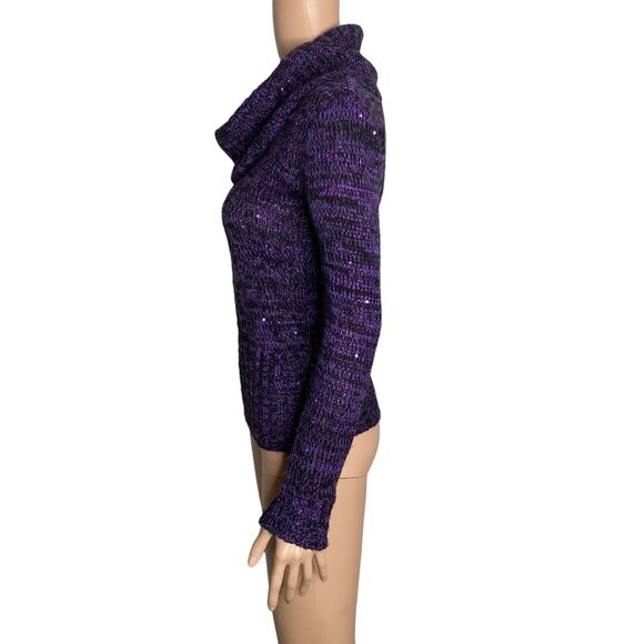 Vintage 90s Y2K Lei Sweater Womens Small Purple Shimmer Glitter - Picture 6 of 8
